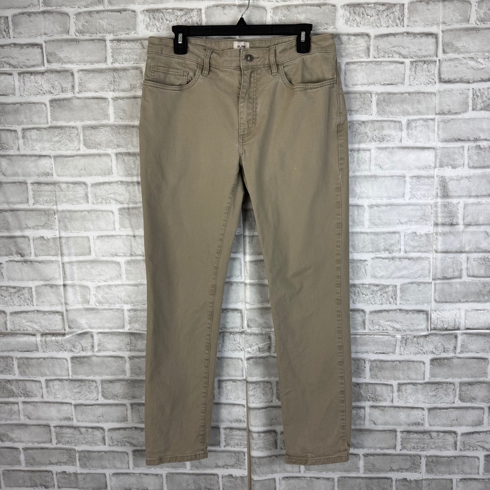 Flint and Tinder Mens Slim Fit 5-Pocket Khaki Tan Stretch Casual Pants 32 x 30